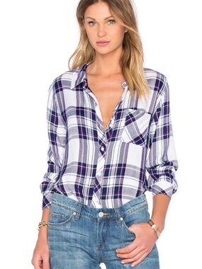 Rails White & Purple Plaid Button-Down Shirt